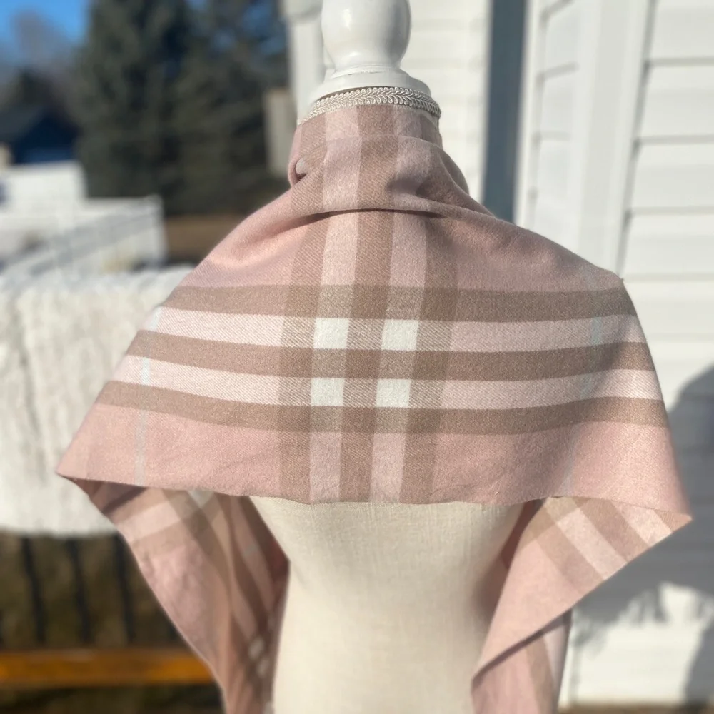 BURBERRY Cashmere Blush Pink Nova CHECK Scarf🔥Huge🔥Excellent Condition🔥75”x14 - Picture 6 of 11